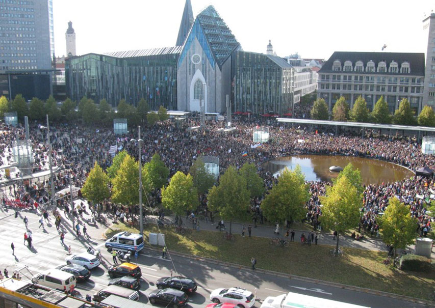 Demonstration auf dem Augustusplatz, Leipzig