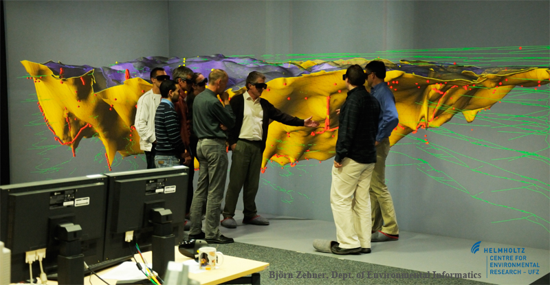 Visualization of a geological model in our visualization centre.