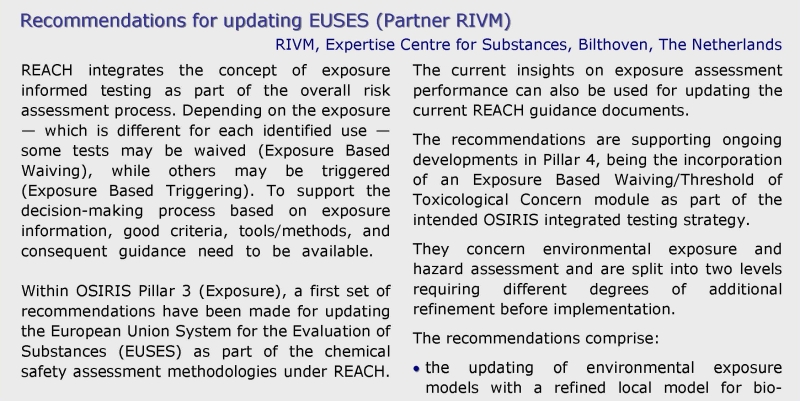 Recommendations EUSES 1 RIVM