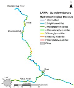 The hydromorphological situation of Western Bug and Poltva River