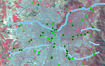 Santiago with measuring points. Source: UFZ