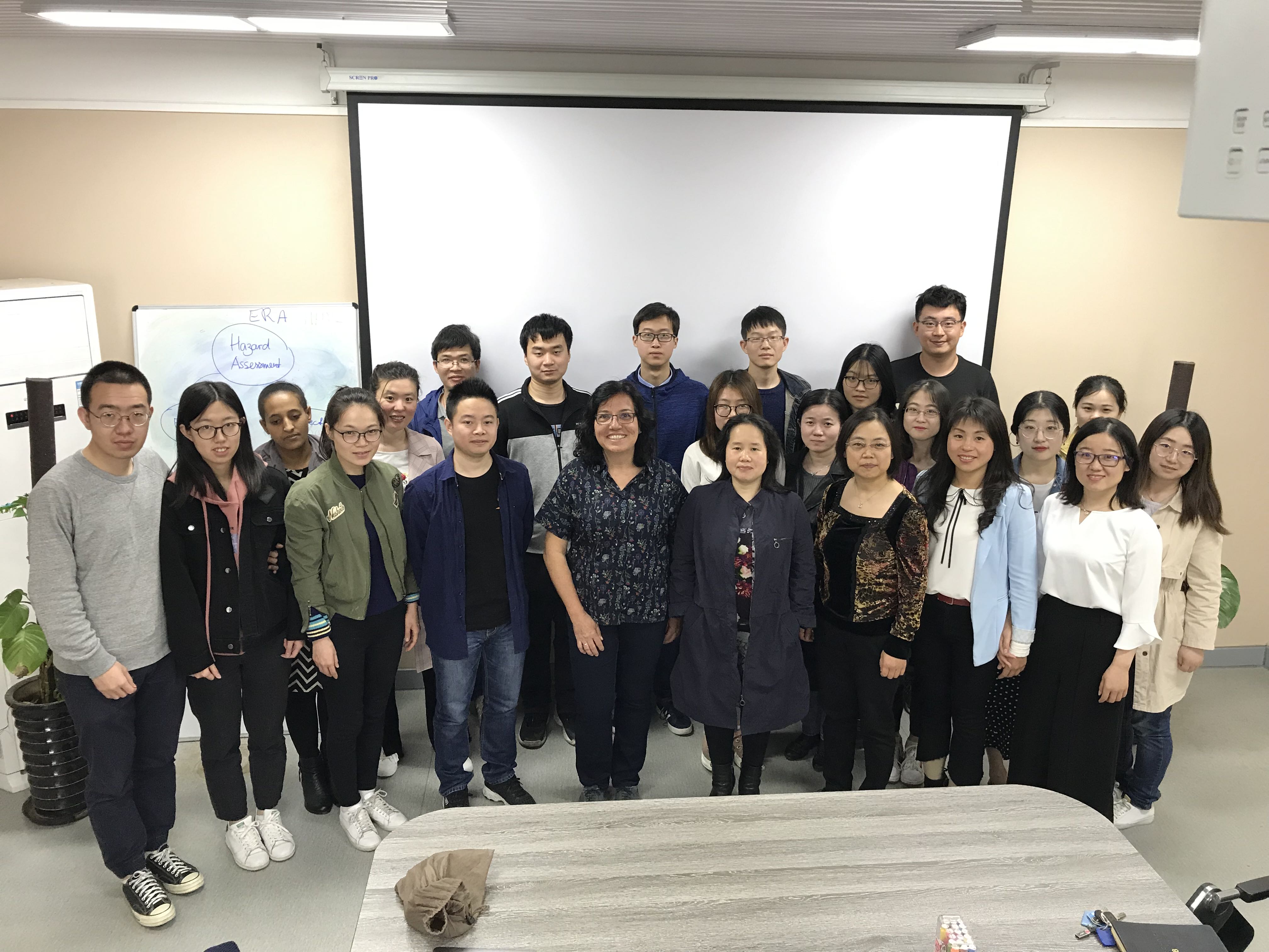 Beate Escher giving lectures at Beijing Normal University.