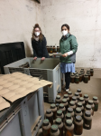 Anam (Intern) and Aleksandra (PhD student) in the soil archive. The soil samples in the jars are older than these two students... combined ;)