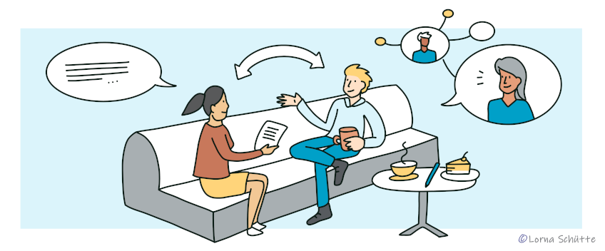 Zwei Personen im Gespräch (© Lorna Schütte) Zwei Personen im Gespräch (© Lorna Schütte)