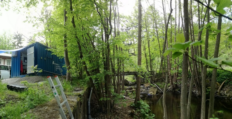 Streamside Mobile Mesocosm station at the upper Holtemme stream in the Harz mountains