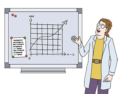 Forscher mit Grafiken