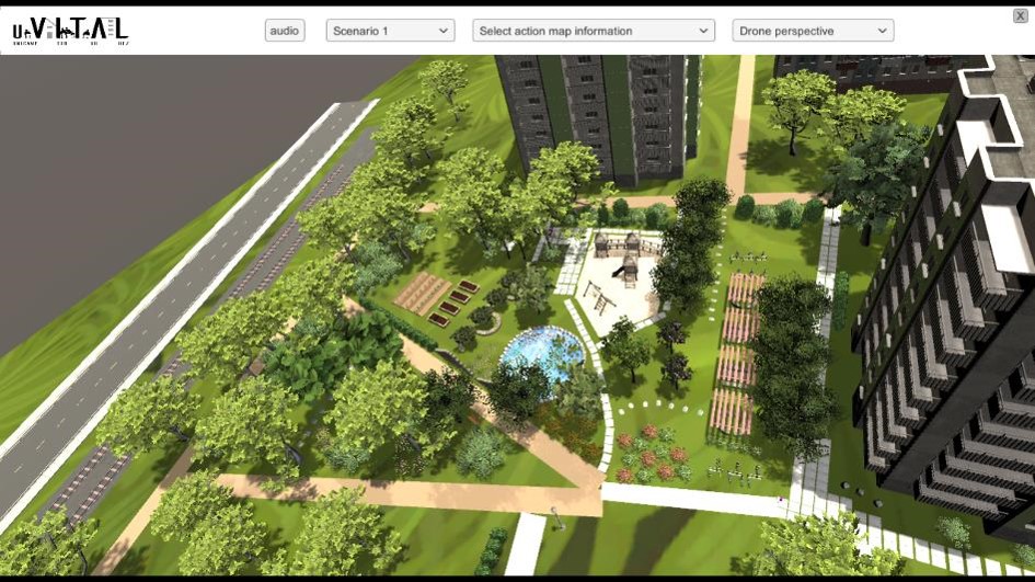 Overview green space: Scenario with additional vegetation, water area, playground and recreational facilities Overview green space: Scenario with additional vegetation, water area, playground and recreational facilities