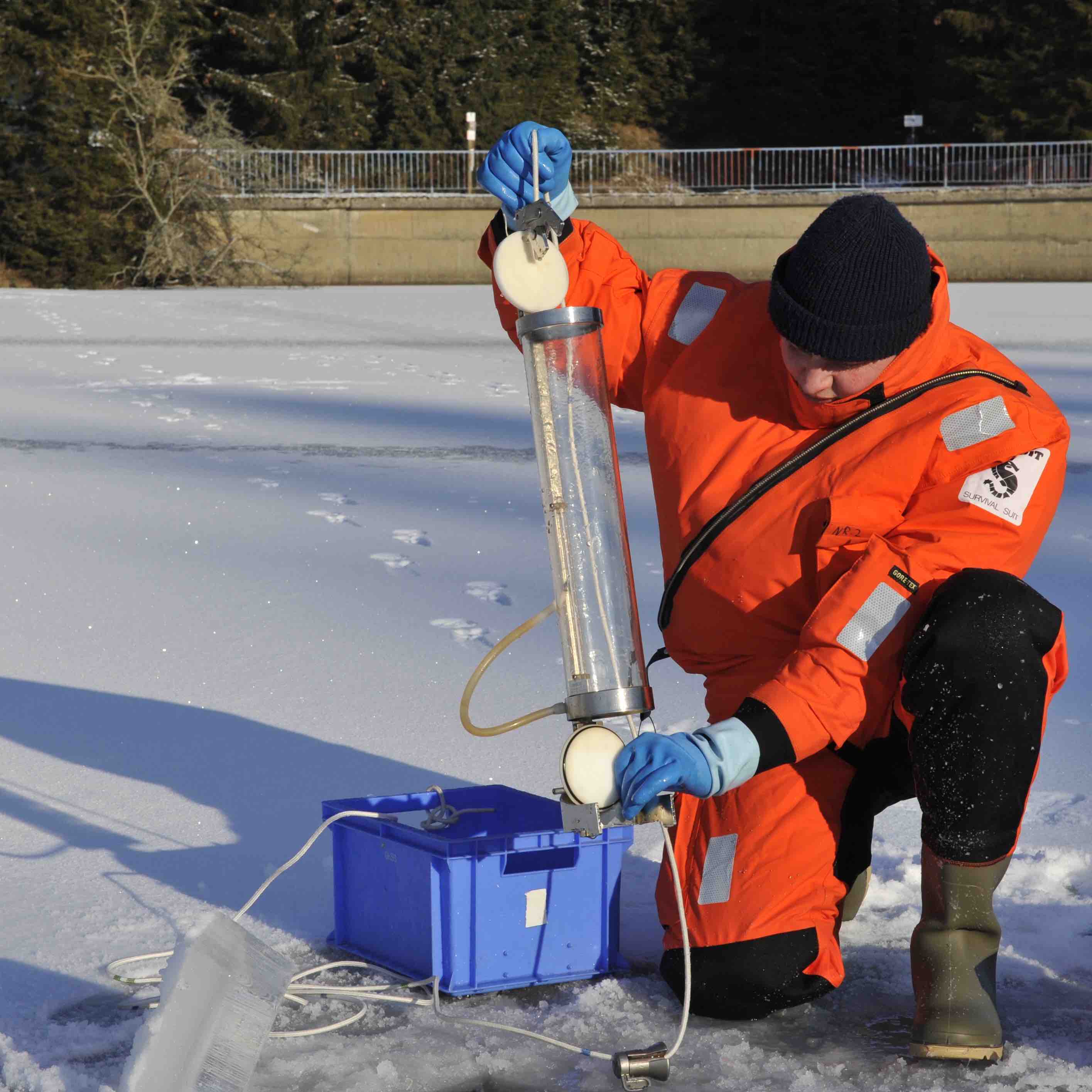 Sampling of an ice covered lake