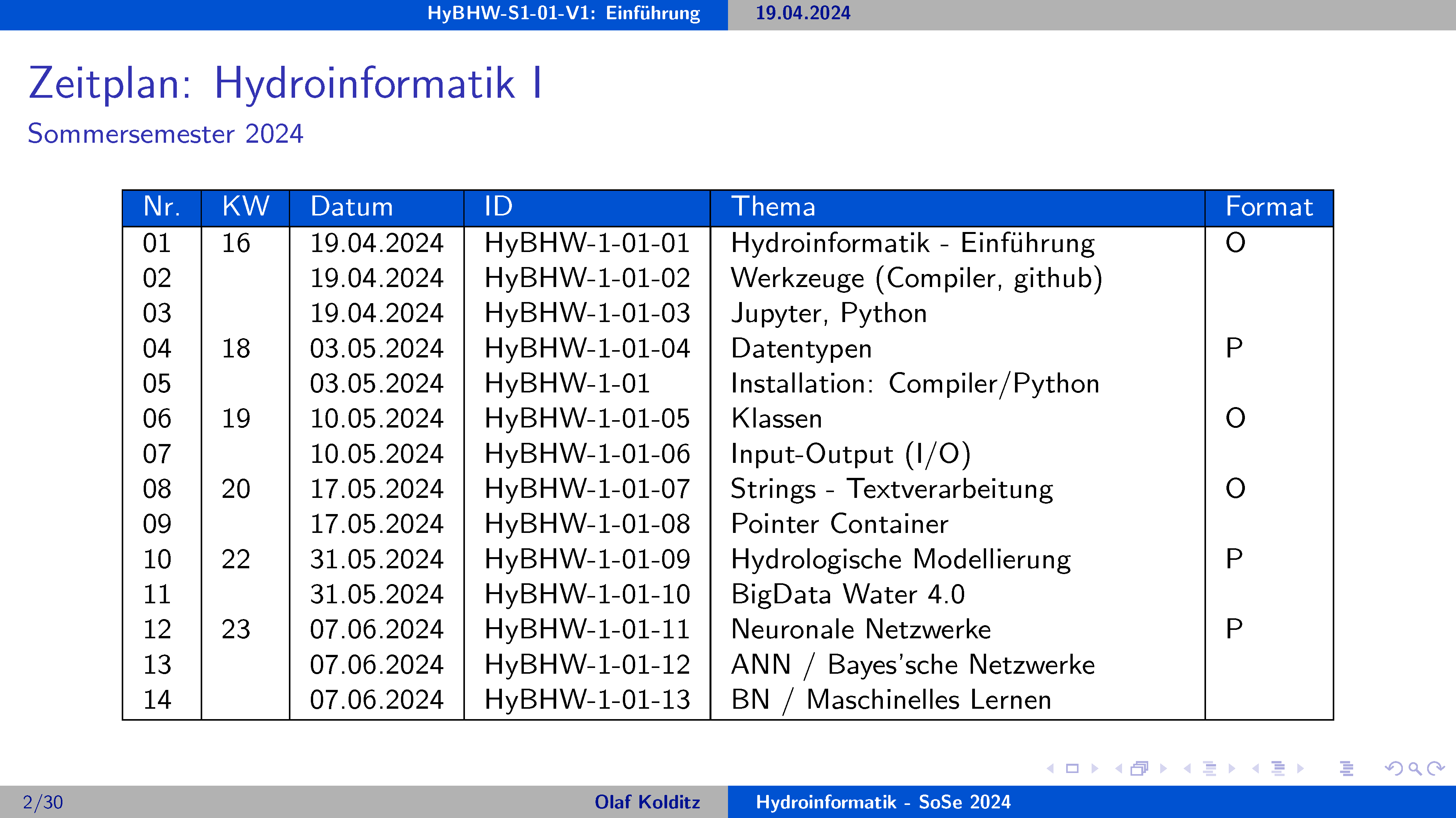 schedule