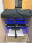 The dark chamber from the inside. It has 2 UV-lamps to follow fluorescence emission captured by the camera when the enzymatic activity occurs