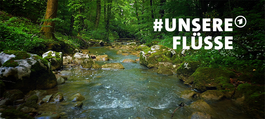 Flusslauf durch Laubbald. ARD-Mitmachaktion Unsere Flüsse Flusslauf durch Laubbald. ARD-Mitmachaktion Unsere Flüsse