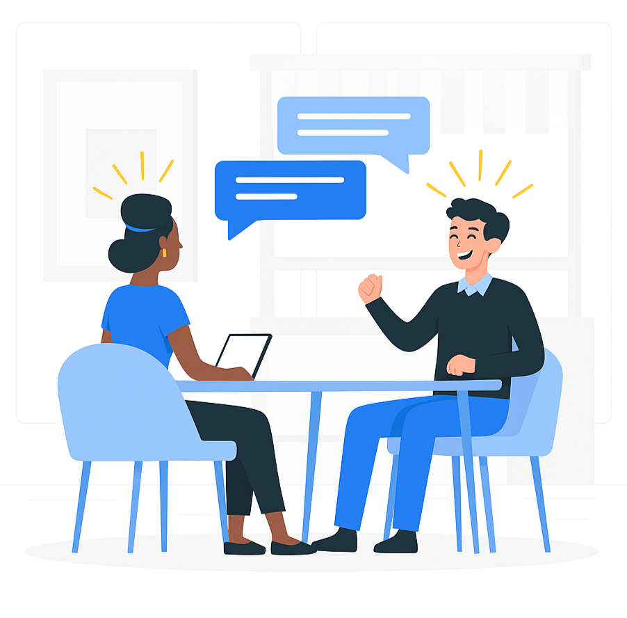 Graphic: successful job interview Graphic: successful job interview