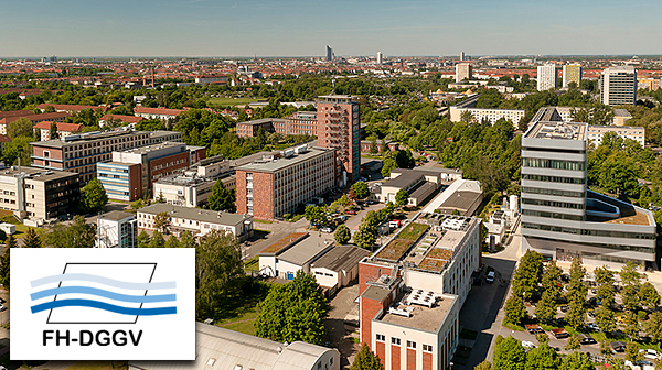 30. FH-DGGV-Tagung Logo: FH-DGGV, Hintergrund Luftbild UFZ-Standort in Leipzig