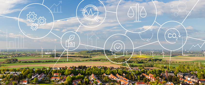 Systemanalyse und Nachhaltigkeitsbewertung. Foto: &copy;IndustryAndTravel_AdobeStock_Grafik: UFZ