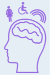 Symbol for implicit bias, head with a brain