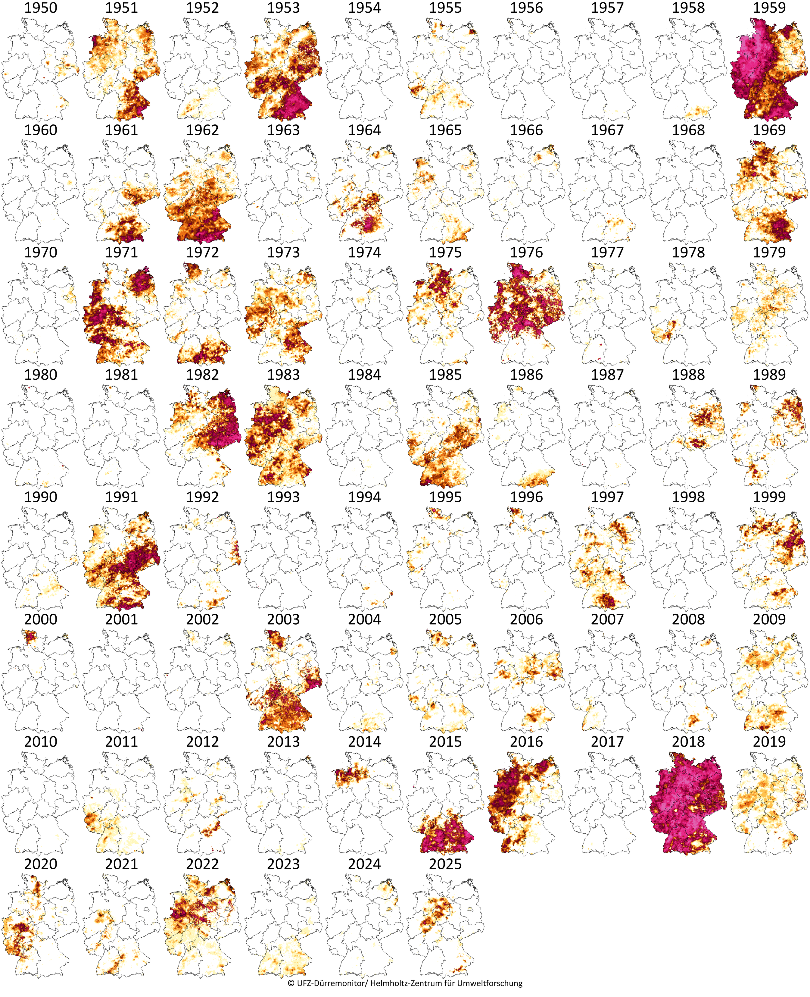 D&uuml;rreintensit&auml;t f&uuml;r den Oberboden in den meteorologischen Sommermonaten Juni bis August