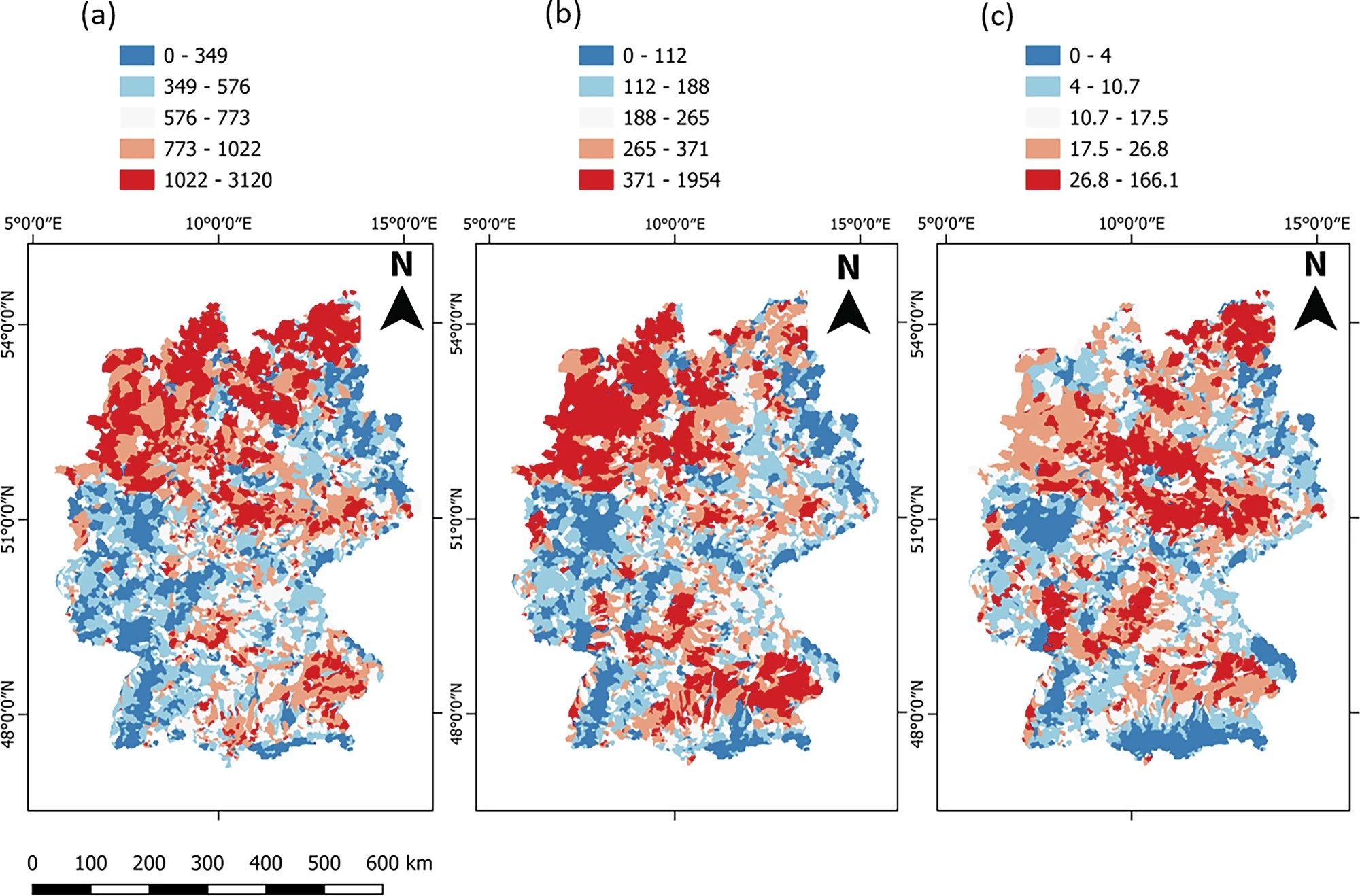 Catchment-scale LUIS components across Germany