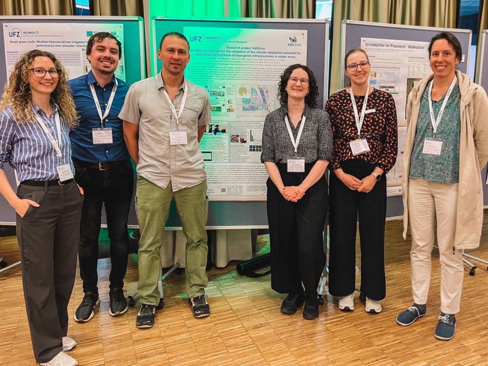 The ValiGr&uuml;n project team in front of their poster at the 2026 World Congress of Building Greening.