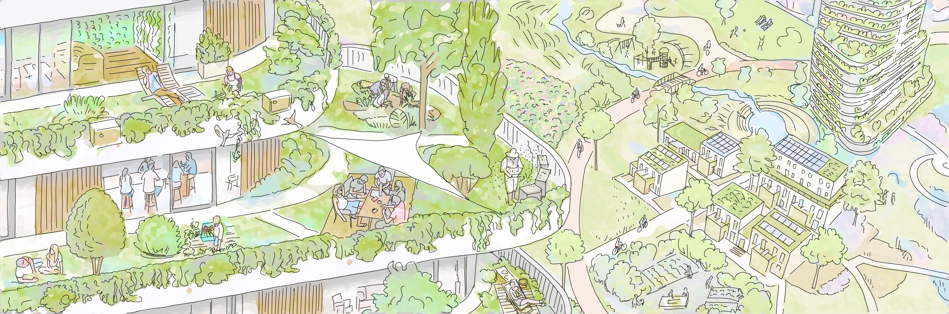 Drawing of a successful blue-green infrastructure &copy;Artkolchose