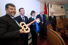 symbolic hand-over  of  keys for the research and demonstration facility