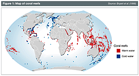 Map of coral reefs Map of coral reefs