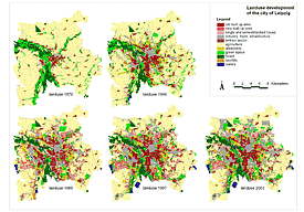 Die Grafik zeigt wie der Flächenverbrauch auf dem Gebiet der Stadt Leipzig zugenommen hat. Die Grafik zeigt wie der Flächenverbrauch auf dem Gebiet der Stadt Leipzig zugenommen hat.