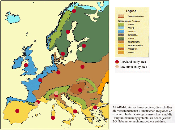 ALARM-Untersuchungsgebiete
