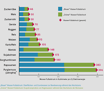 Wassernutzung von 13 Kulturen zur Bioenergieproduktion