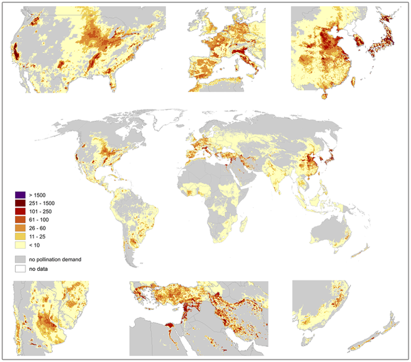 Global map of pollination benefits
