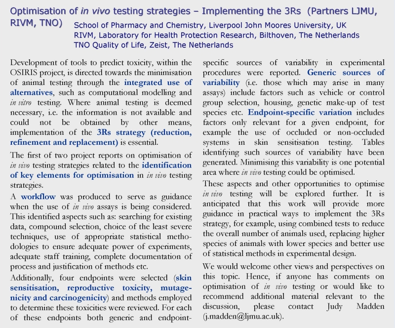 Optimisation in vivo