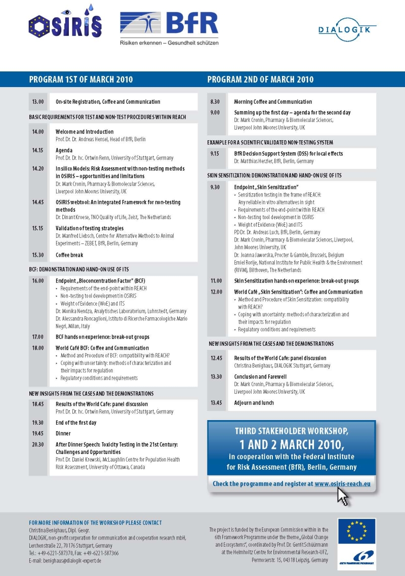 3rd Workshop programme