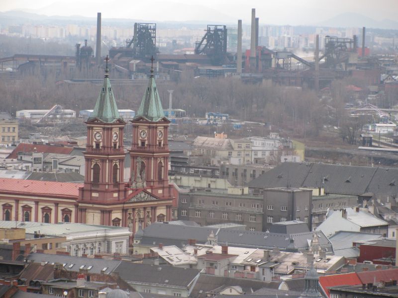 Ostrava: City centre and steelworks