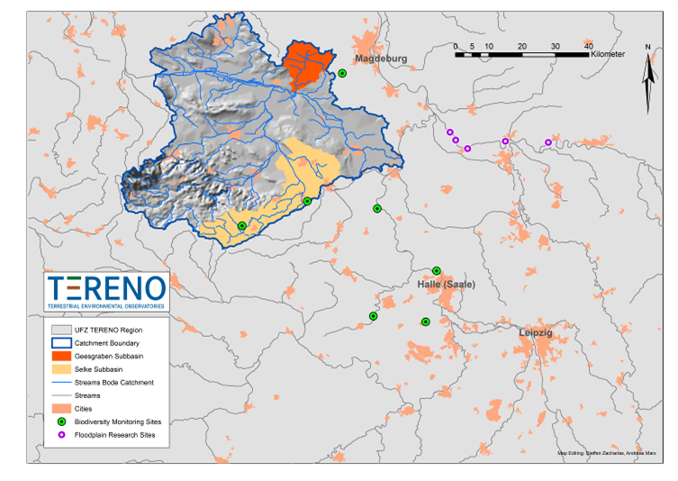 Map of UFZ Observatory Harz / Central German Lowland