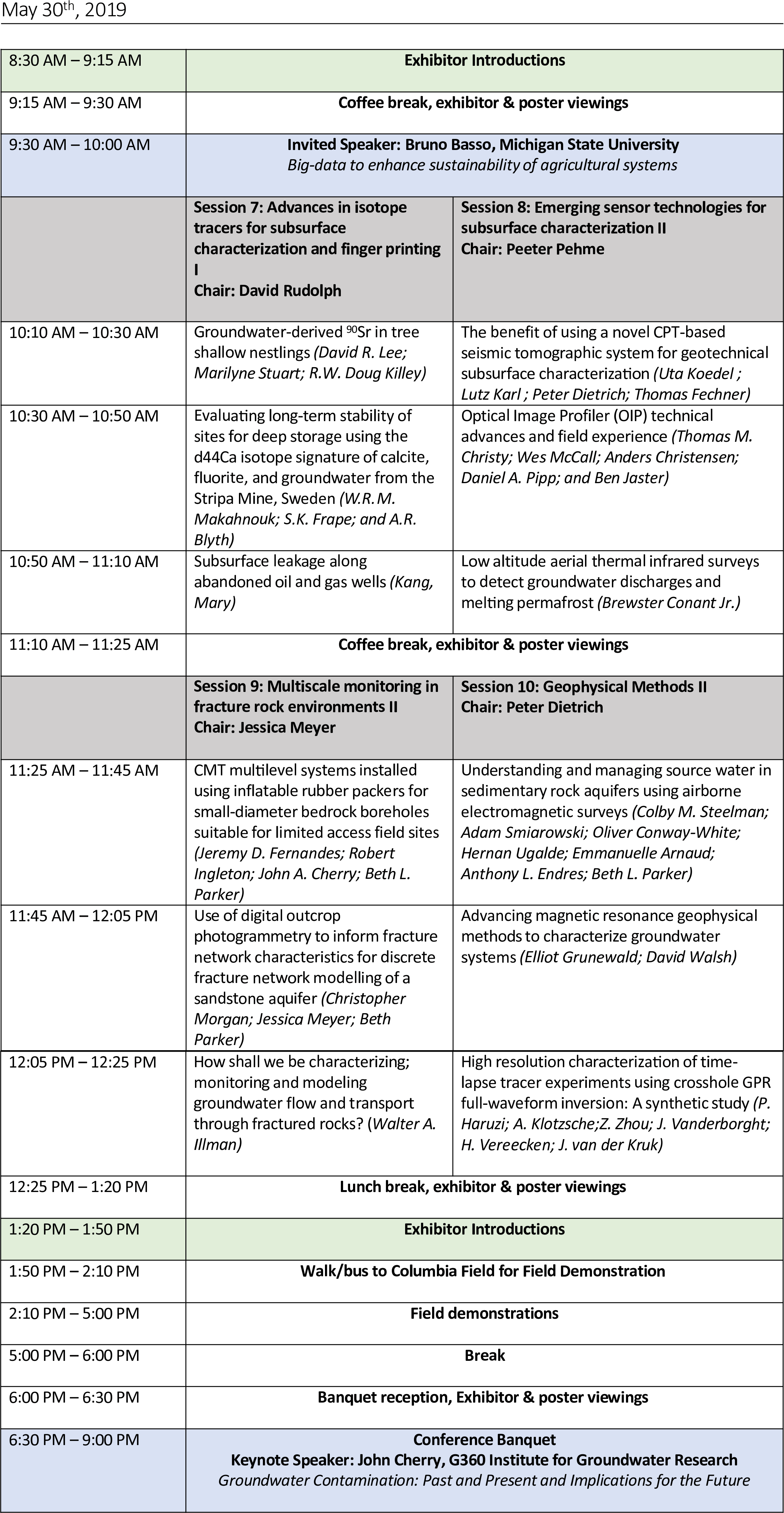 Program May 30, 2019