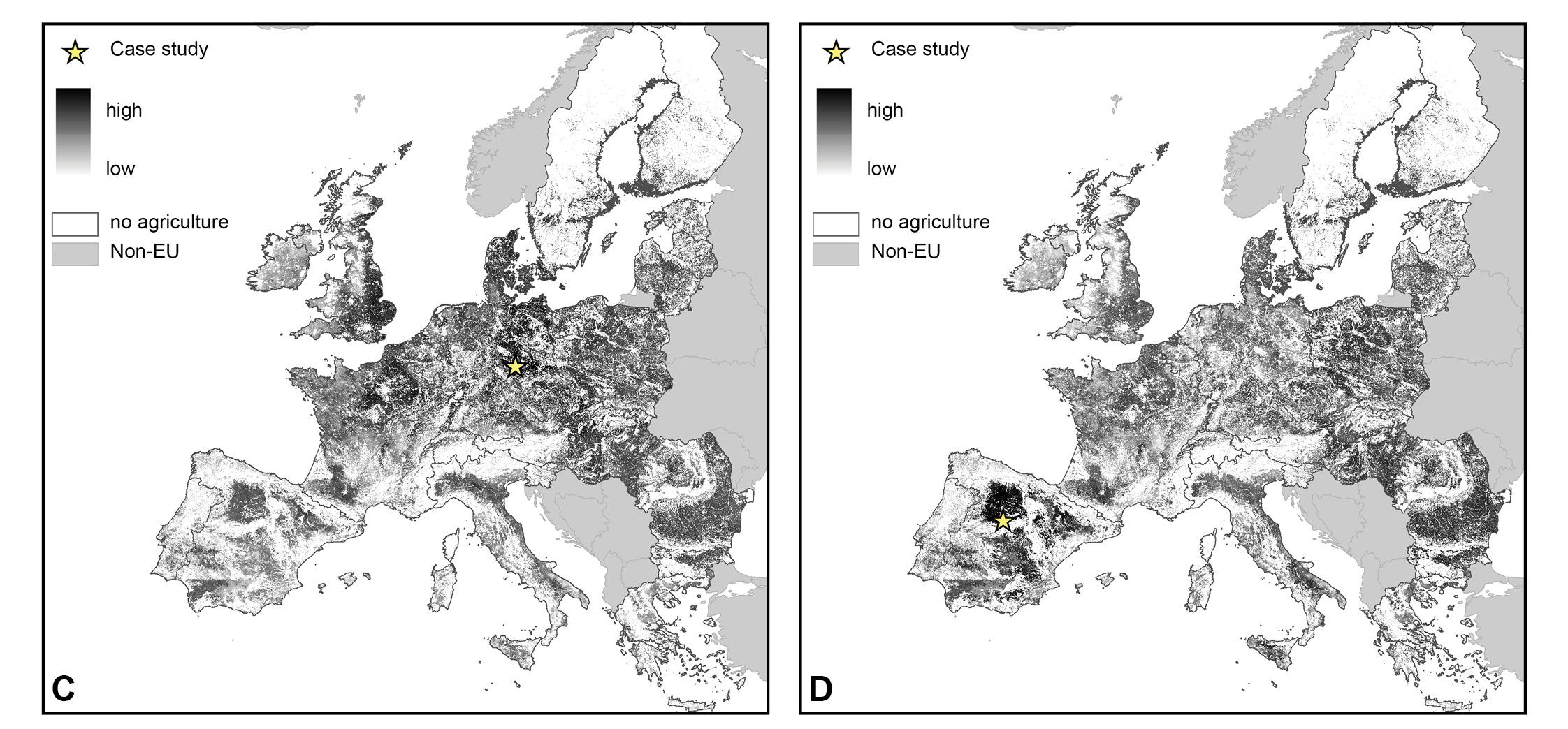 Example of mapped transferability potentials for two TALE case study areas