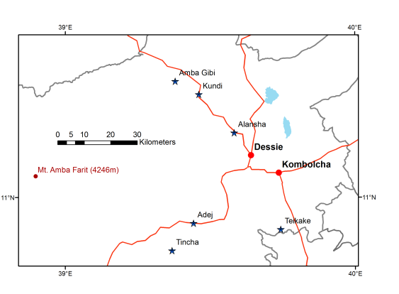 Study sites in South Wollo