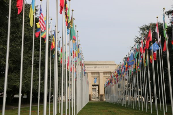 Flaggen verschiedener Nationen in Genf