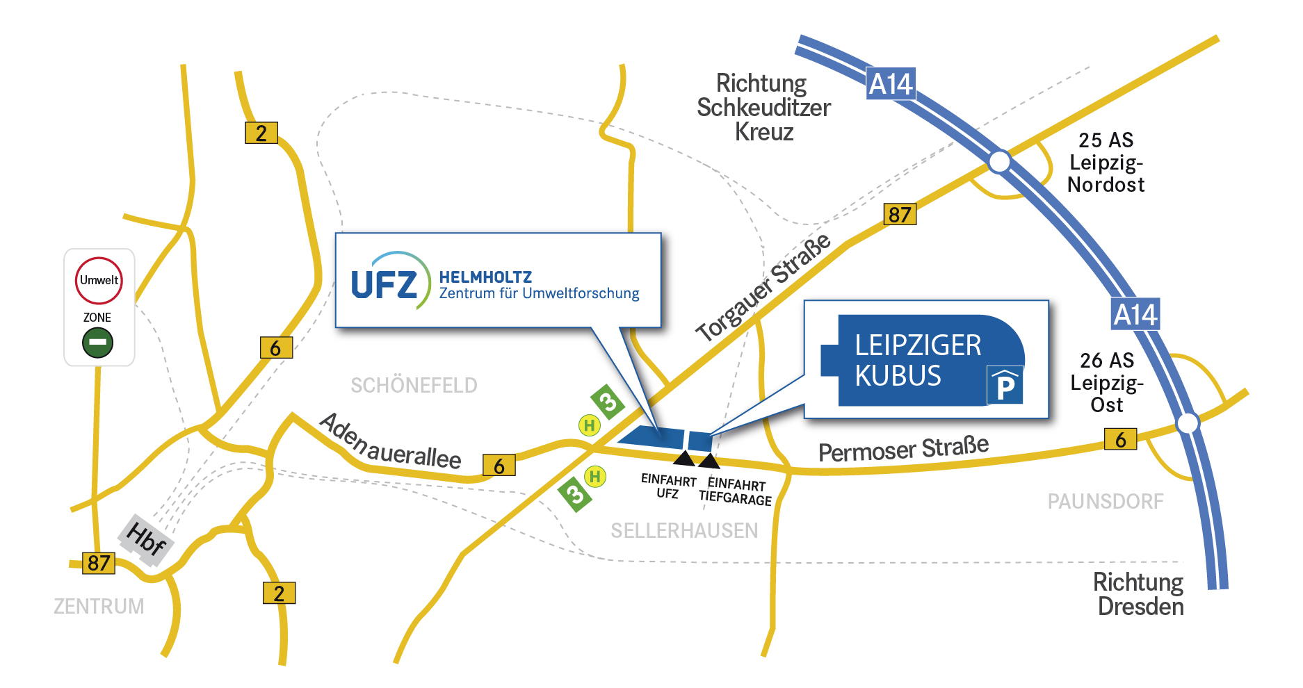 Anfahrt KUBUS in Leipzig Anfahrt KUBUS in Leipzig
