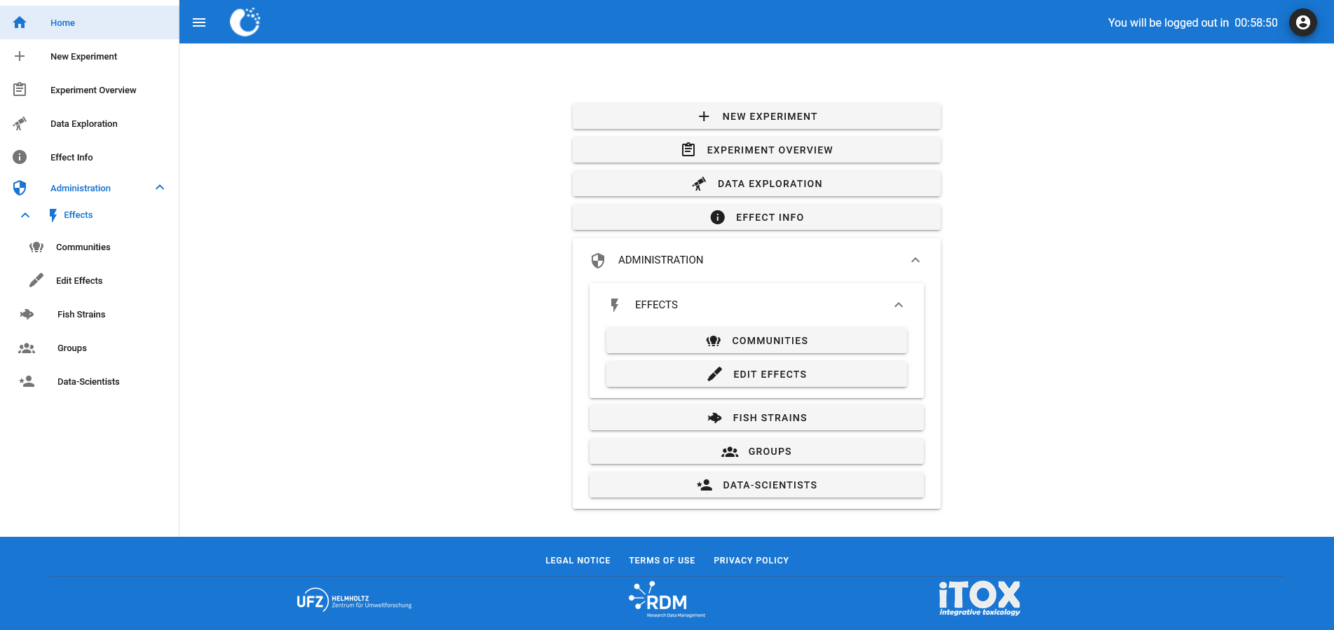 Main menu - administration