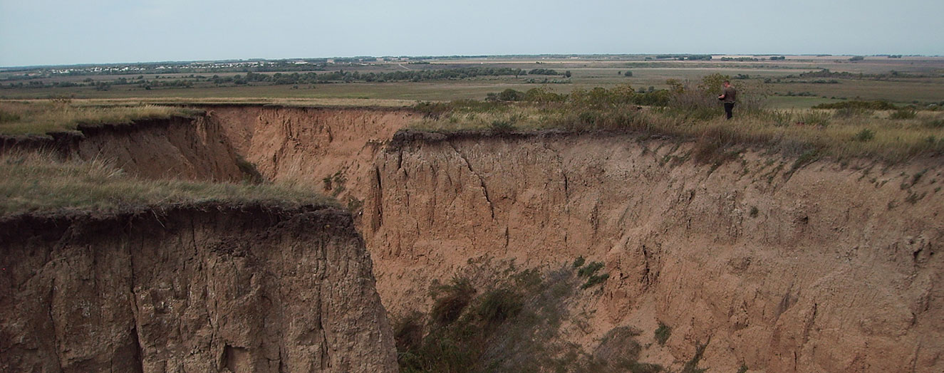 Gully-/Ovrag-Erosion am Alej-Fluss (südliche Kulunda-Steppe) Foto: M. Frühauf